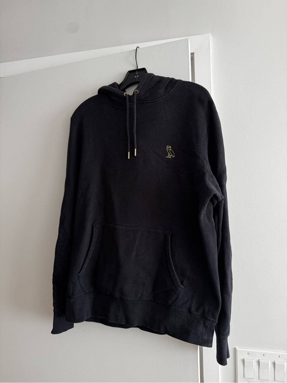 OVO October’s Very Own Black Pullover Hoodie Gold Owl Logo Size M